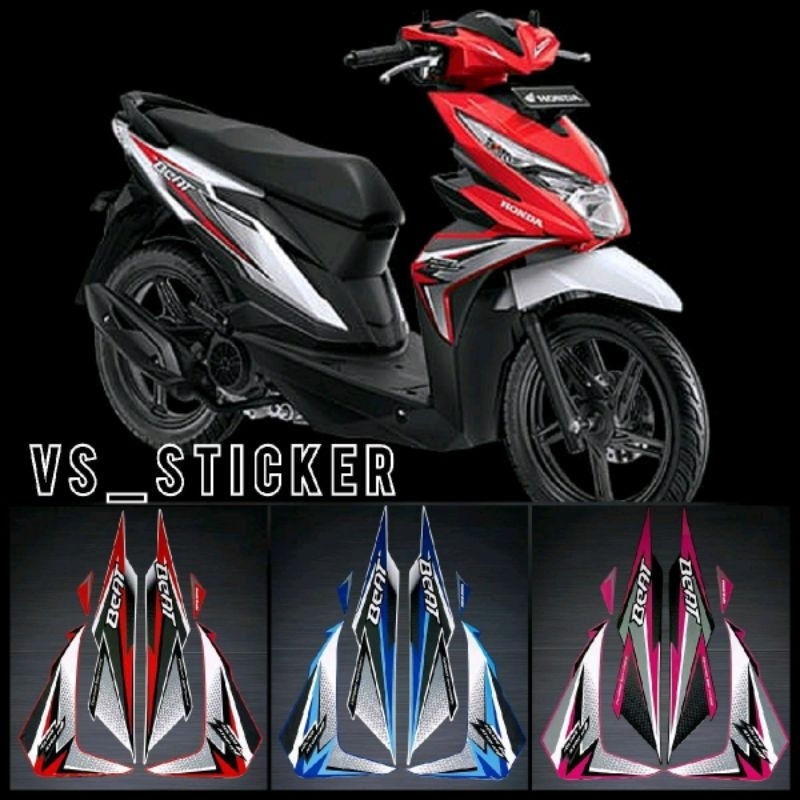 STICKER STRIPING LIST BODI MOTOR STANDAR HONDA BEAT FI ESP 2018 ISS MAGENTA MERAH BIRU PUTIH
