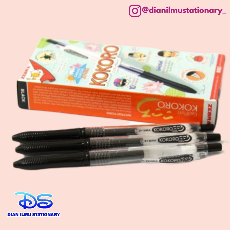 

zebra kokoro gel pen 0.5 mm tinta hitam