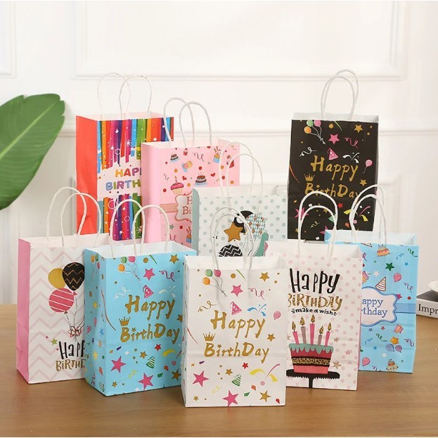 

papper bag paper bag tas ulang tahun happy birthday tempat hadiah souvenir motif ulang tahun goodie bag