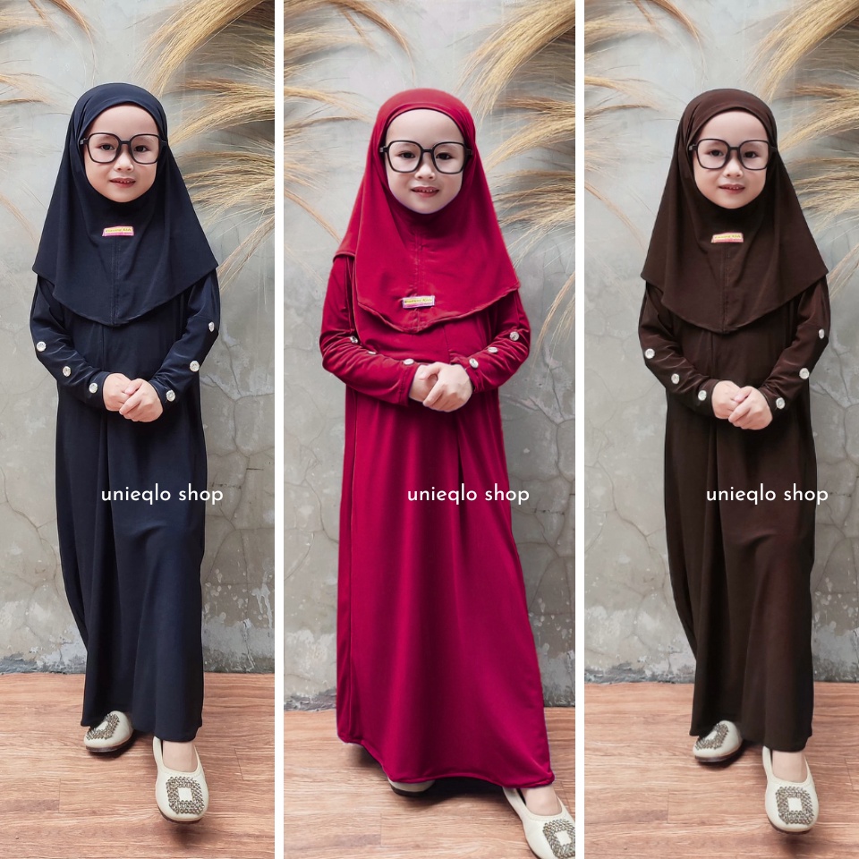 Tren Terbaru Terbaru Gamis Jersey Abaya Anak Perempuan el Lengan Kancing Usia 312 Tahun Bahan Jersey
