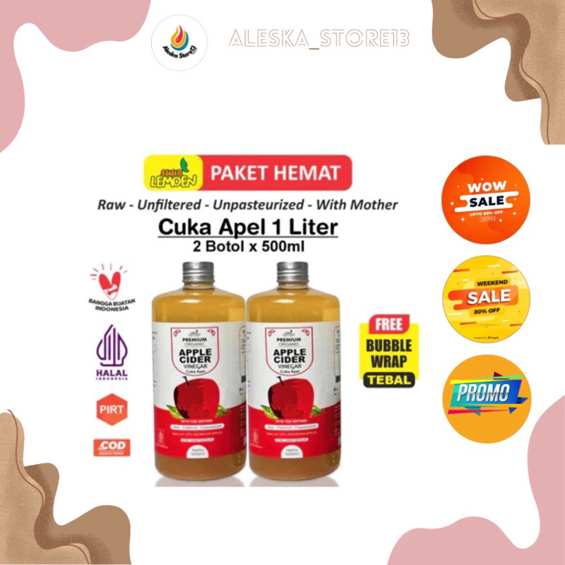 

Terlaris Paket Cuka apel 1 Liter isi 2 sur lemon ID -By Aleska Store