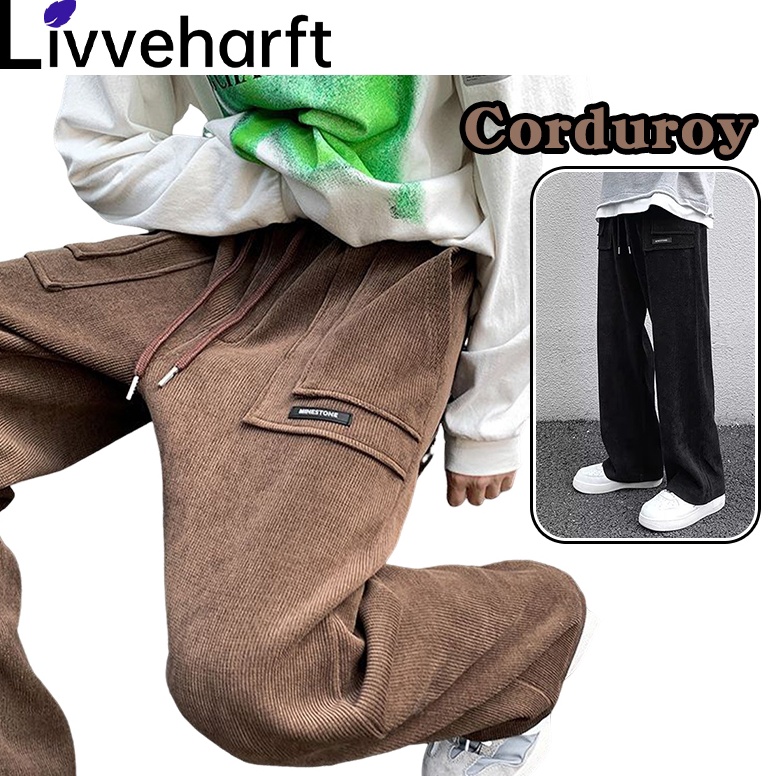 Langsung Atc Livveharft Celana Corduroy Pria MoccaHitam M3xl Celana Corduroy Pria Gombrong Outfit