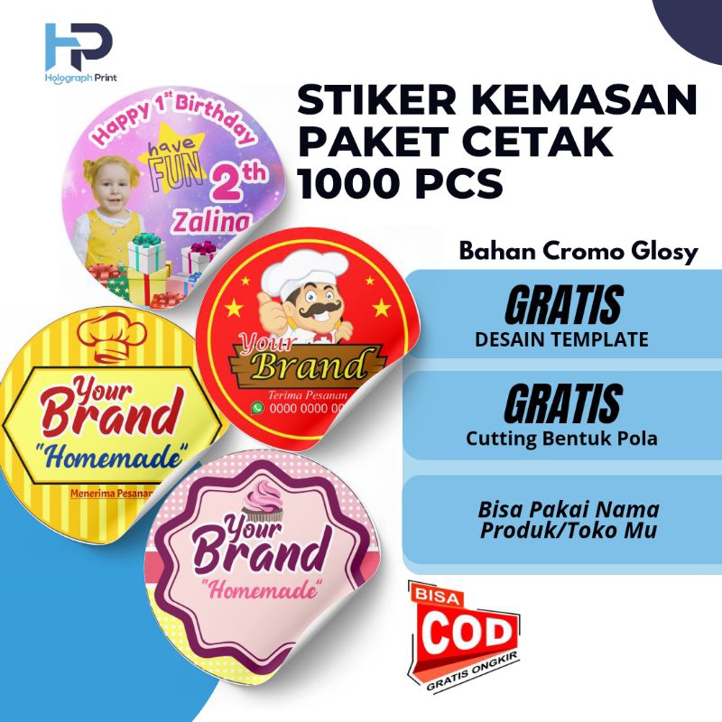 

Cetak Stiker Cutting Label Kemasan paket 1000 pcs Free Edit desain Dari Katalog