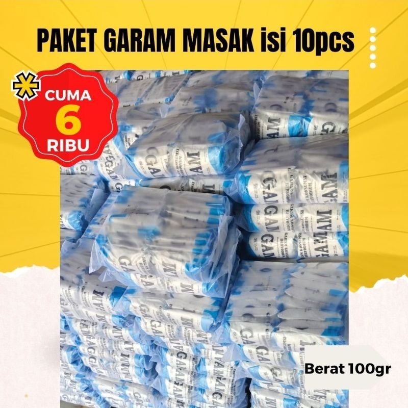 

10pcs Garam Masak Dapur Halus Beryodium berat 100gram - Salt Masakan GAM Bahan Makanan