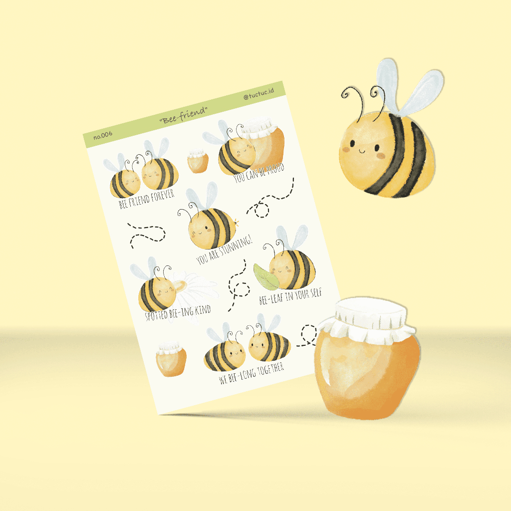 

✨tuctuc.id✨ Stiker UV BEE FRIEND no.006 lebah lucu | bisa custom desain