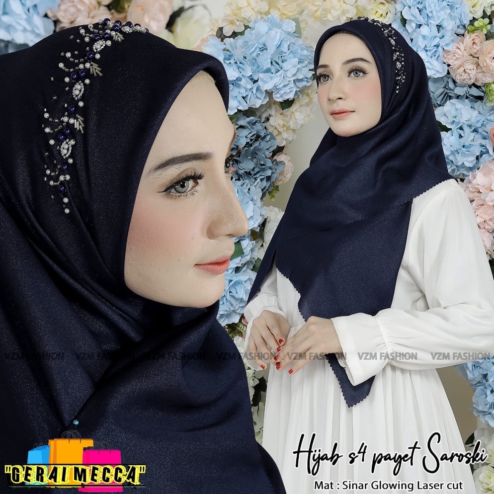 Sangat Nyaman HIJAB SEGI EMPAT PAYET SINAR GLOWING LASERCUT  HIJAB SEGI EMPAT MEWAH  HIJAB PESTA  HI