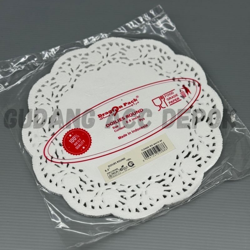 

Kertas Doilies Paper Round uk 8,5 inchi Flower MG White isi 100 Lembar