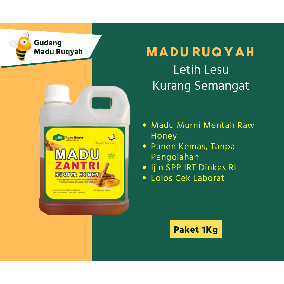 

Madu Rukiah Zantri Ruqiya Honey Untuk Letih Lesu Kurang Semangat - Madu Murni Mentah Raw Honey Multiflora