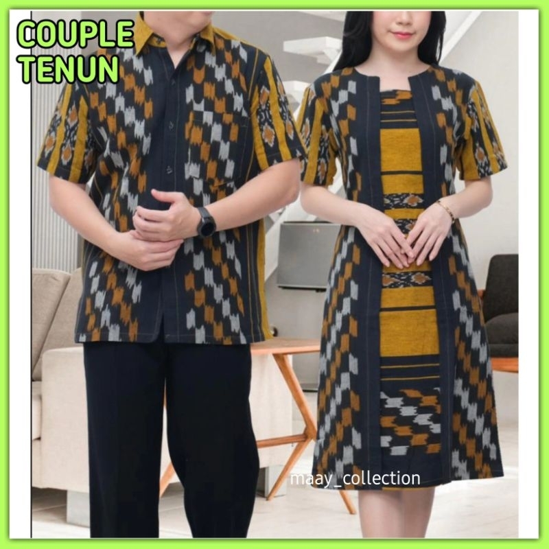 Baju set couple tenun etnik jepara terbaru tunik tenun dan kemeja tenun dijual terpisah