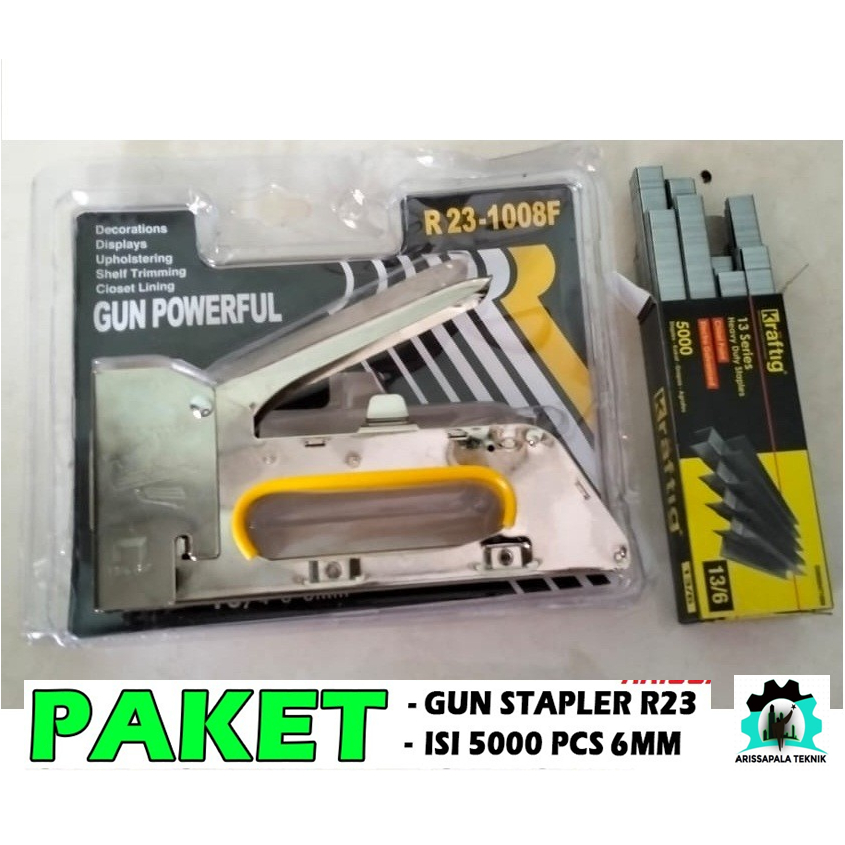 

PAKET Staples Tembak Plus Isi 1 kotak 5000 Pcs Steples Jok Kulit Sova Dekor Stapler Staple Gun Tacker