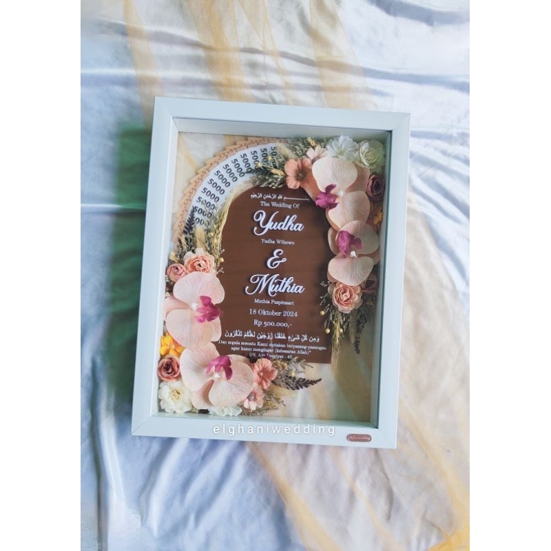 elghaniwedding- Mahar Bingkai - Bingkai Mahar 30x40cm - Mahar Akrilik Brush - Mahar Akrilik Transpar