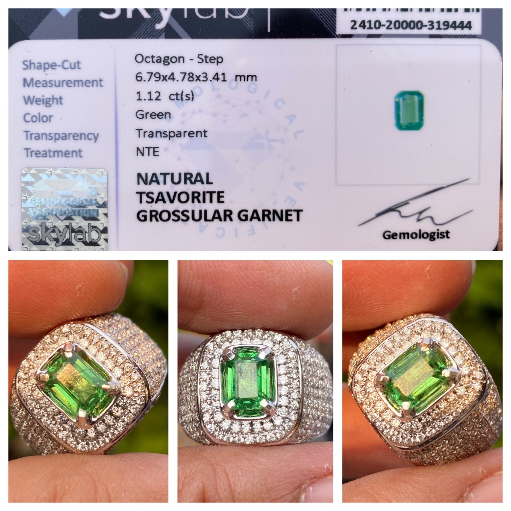Natural 1.12ct tsavorite green garnet hq memo skylab