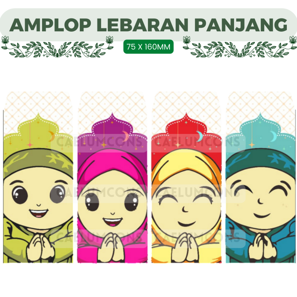 

Amplop Lebaran PANJANG [30 lbr 4 MOTIF] Seri Karakter- Portrait