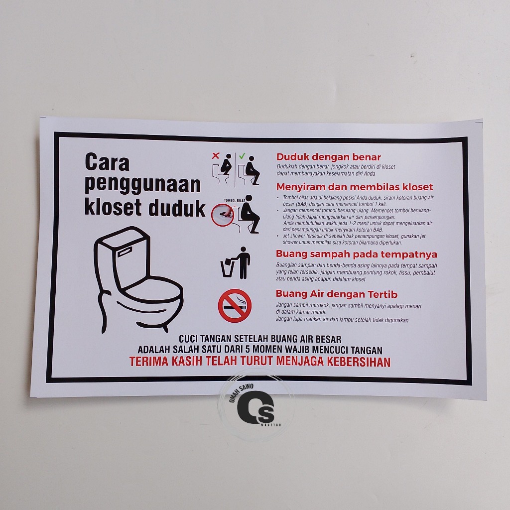 

Stiker Cara Penggunaan Kloset Duduk - Stiker WC - Stiker Toilet