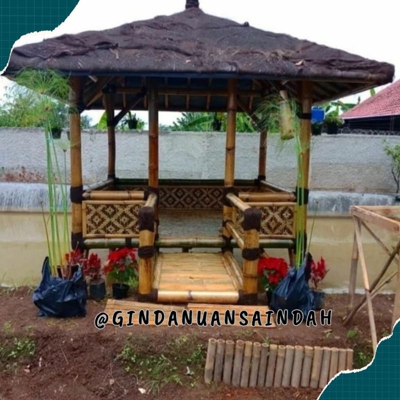 Pembuatan Saung Bambu Gazebo Minimalis