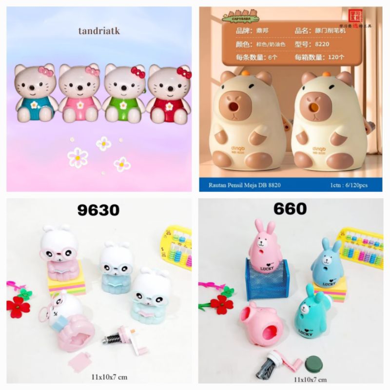 

[FREE BUBBLE+DUS] Serutan Rautan Meja Putar Duduk Bentuk Hello Kitty 8009 capybara Rabbit kelinci