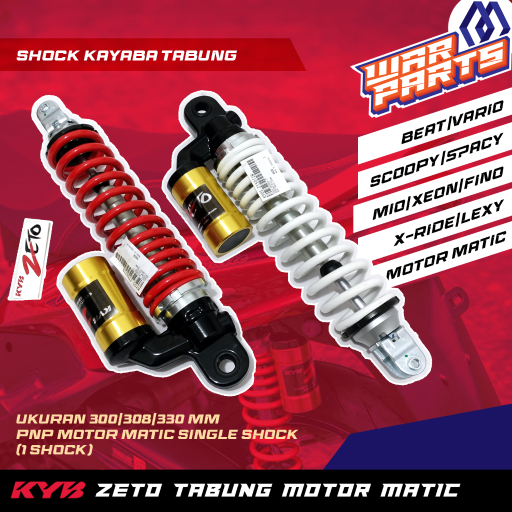 SHOCK KAYABA TABUNG VARIO 110/125/150 BEAT MIO LEXI SCOOPY 300/310/330MM PNP BEAT FI MIO M3/J XRIDE 