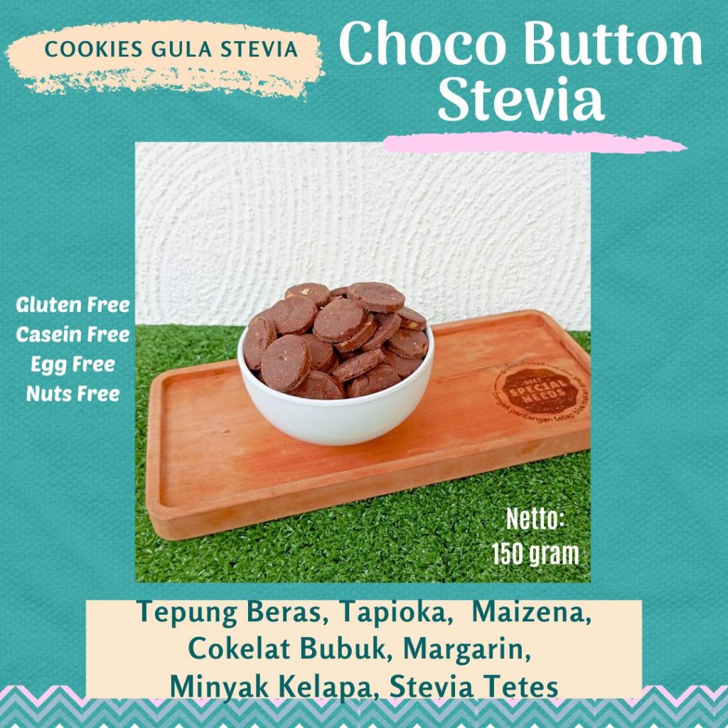 

CHOCO BUTTON STEVIA cookies cokelat murni gluten free dengan gula stevia 0 calorie dairy free egg free Diet Special Needs