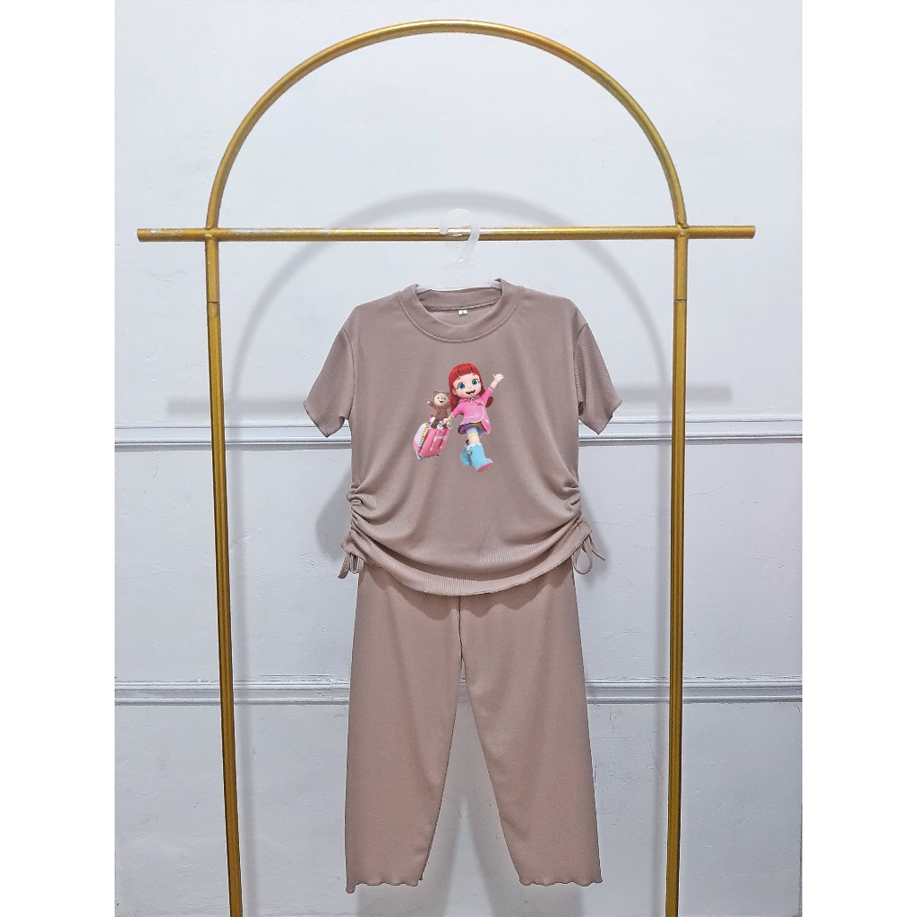 Setelan Viral Aluna RAINBOW RUBY KOPER Fashion Anak Perempuan 4-10Tahun COD