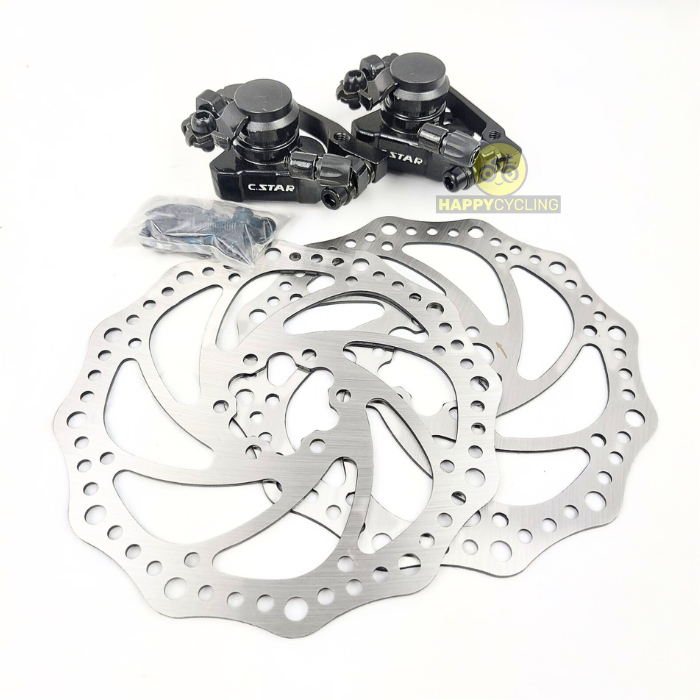 Rem Cakram Sepeda Disc Brake Set CSTAR Mekanik Kaliper Rotor Piringan Cakram Happy Cycling