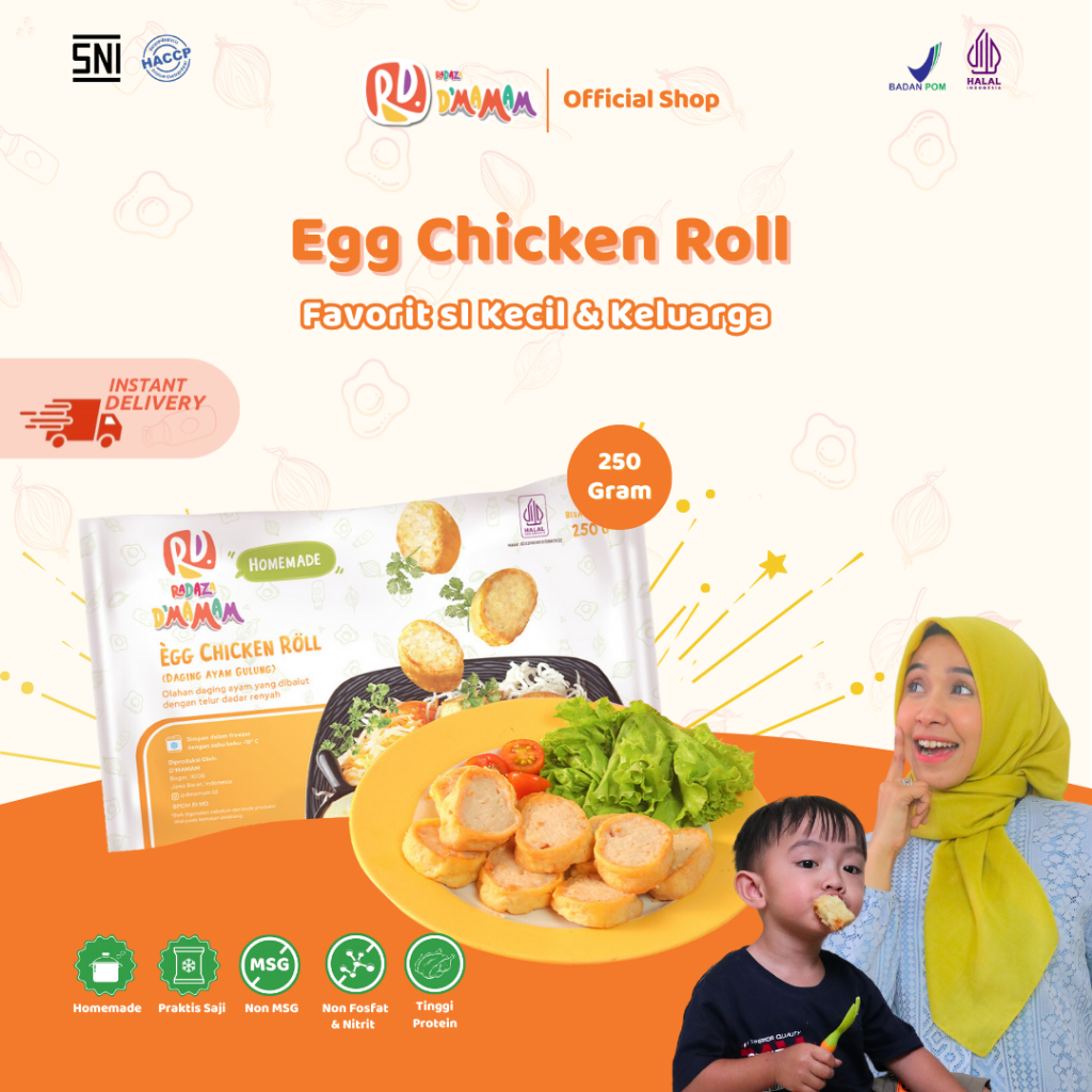 

D'MAMAM Egg Chicken Roll 250 gram Bento Frozen Homemade Non MSG Non Pengawet