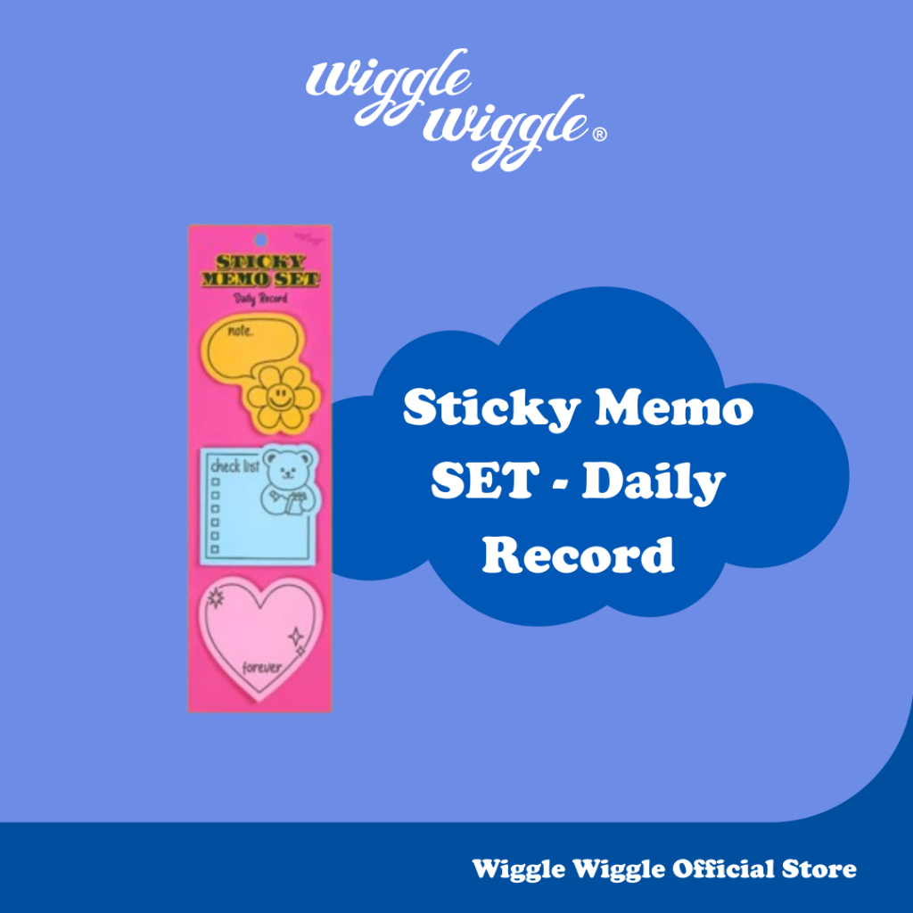 

Wiggle Wiggle Sticky Memo SET - Daily Record Post It Sticky Notes