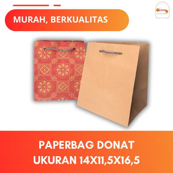 

Paper Bag Donat Ukuran 14x11,5x16,5 / Paperbag Sovenir / Tas kado / Tas kertas murah