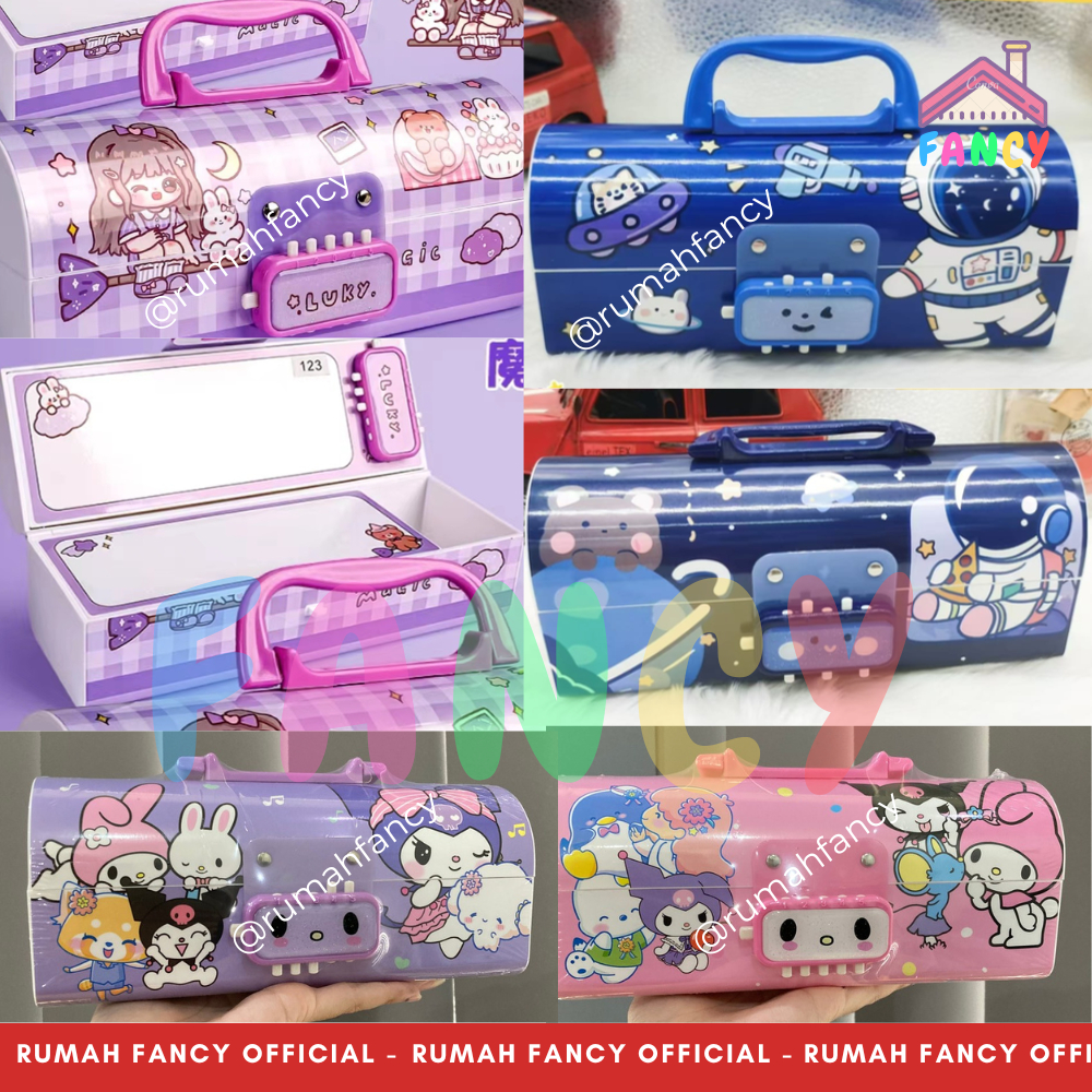 

[FREE BUBBLE + DUS] Tempat Pensil Kotak Pensil Susun + PAPAN TULIS Spidol White Board Bahan Plastik TEBAL motif karakter KUROmoi / Girl Kepang / Astronot Bear Cat / Animal Kunci Kode Model Tas TABUNG KAX 300