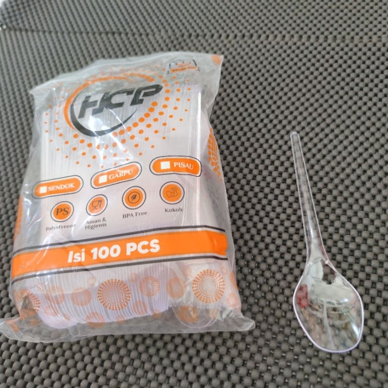 Sendok Plastik HCP bening isi 100 sendok makan