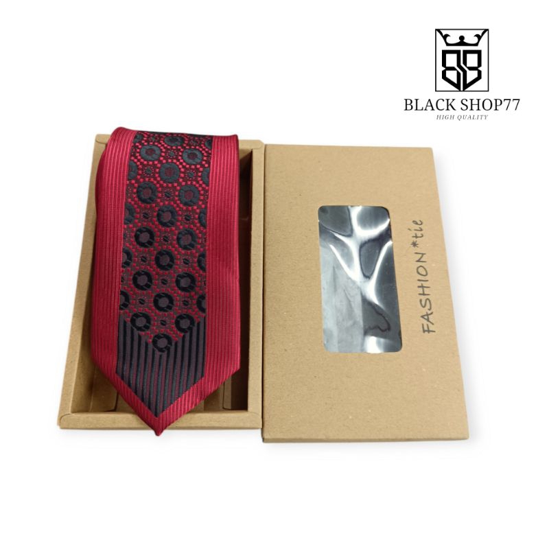 Dasi Pria Solid Polyester Silk Classic Tie Formal Slim Necktie For Wedding Merah Maroon 8 Cm Free Bo