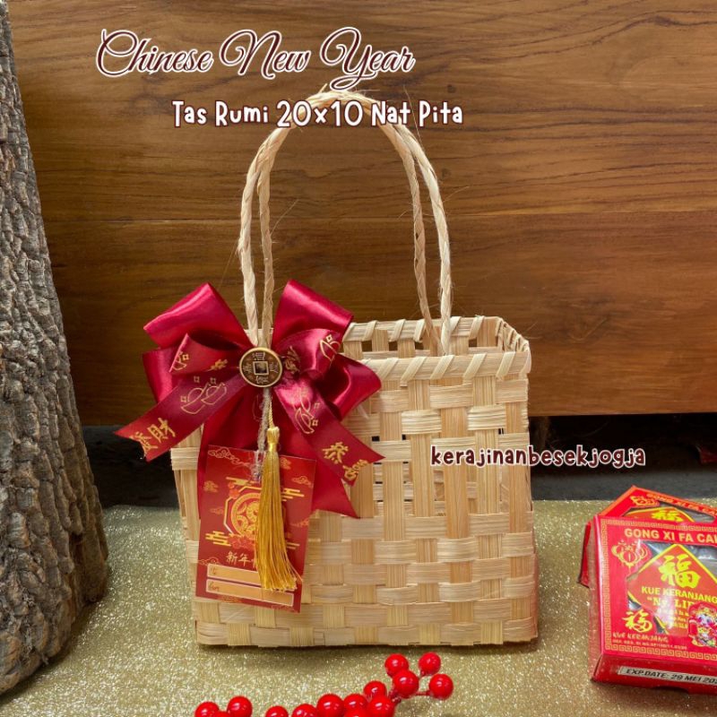 

SPESIAL HAMPERS IMLEK | TAS RUMI 20X10 BLICING PITA FREE KARTU UCAPAN | tas bambu tas makanan tas kue keranjang hampers imlek goodie bag imlek