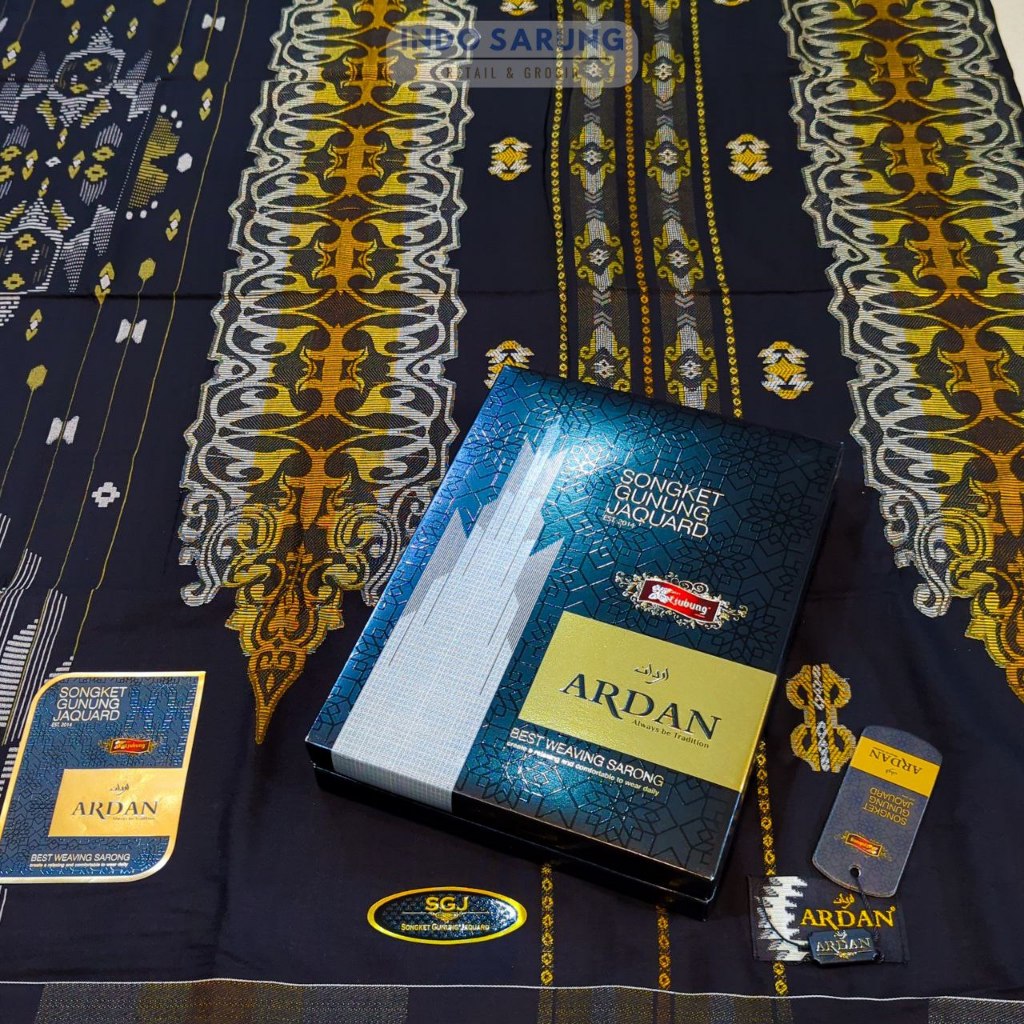 Sarung Ardan SGJ GOLD Dewasa Songket Gunung Jaguar Warna Hitam