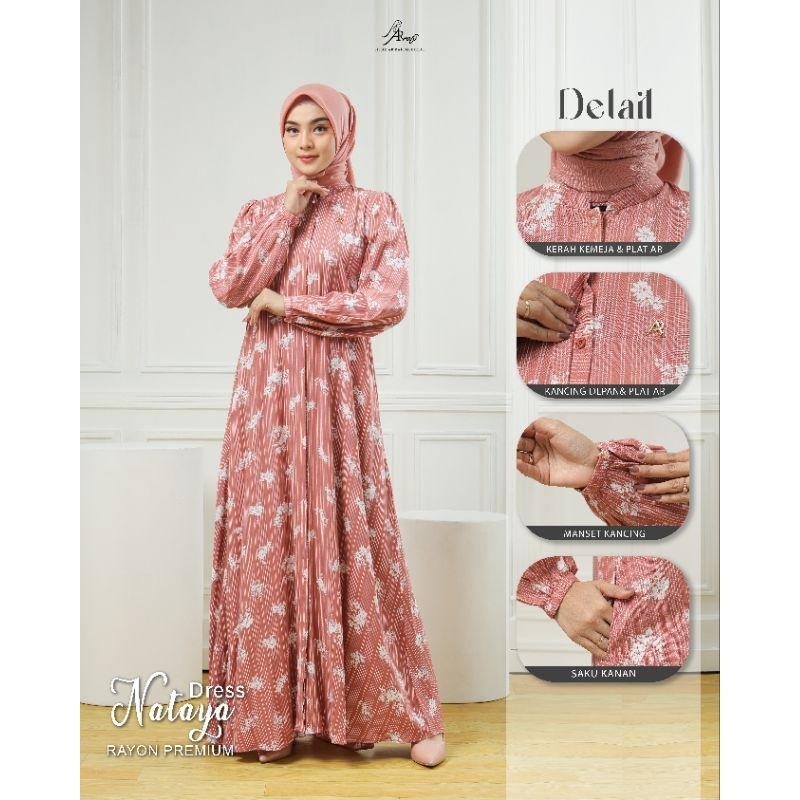 Dress Terbaru Motif Terbaru AR Rafi - Nataya Dress - Gamis Motif Terbaru Rayon Premium - ORI BY AR R