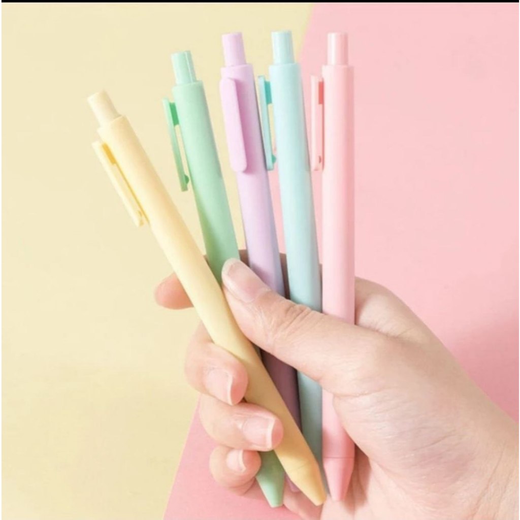 

Pen Gel Pastel Macaron 0.5 mm - Tinta Hitam varian wadah berwarna - Biru