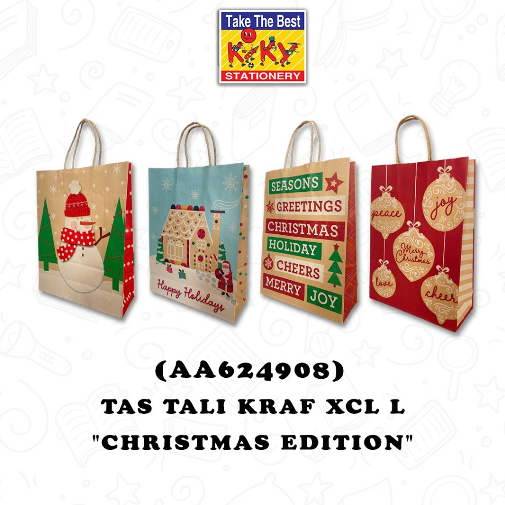 

10 Pc / 1 Pack Paper Bag Natal Uk L / Hampers Natal / Tas Paper Bag Natal / Tas Kertas Natal / Paper Bag Christmas