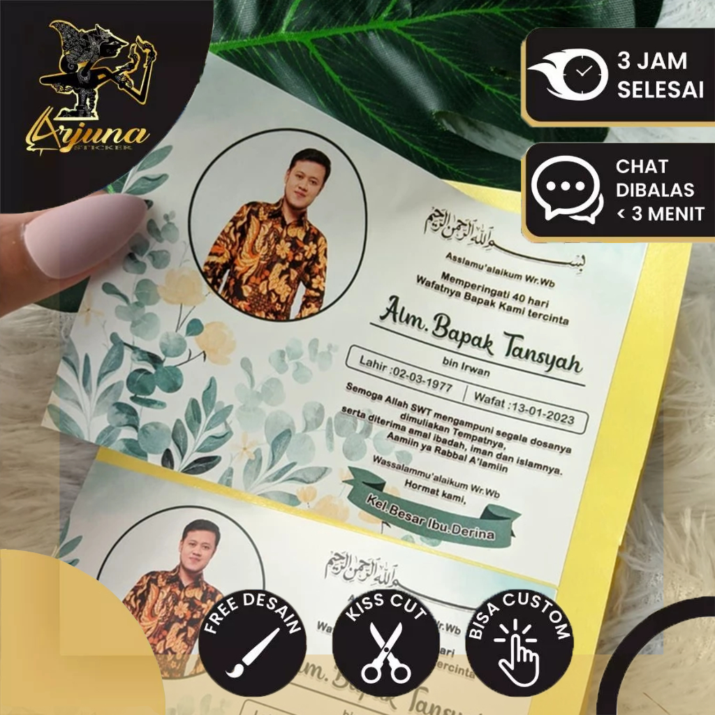 

Stiker dan Card Mengenang Wafatnya Sticker Label Tahlil Kartu Mengenang Tahlilan