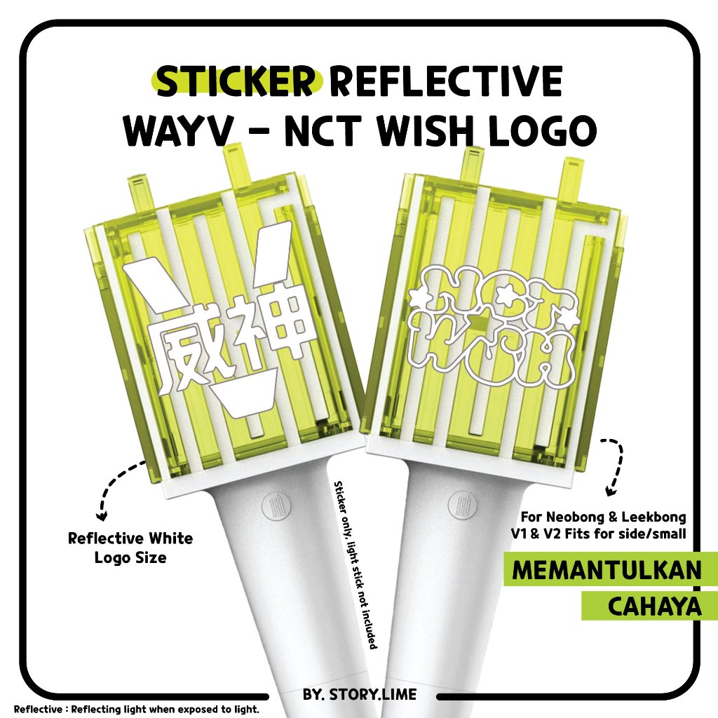 Sticker WAYV, NCT Wish Logo Deco Reflective Kpop Decal for NEOBONG/LEEKBONG/ Lighstick By. STORY.LIM