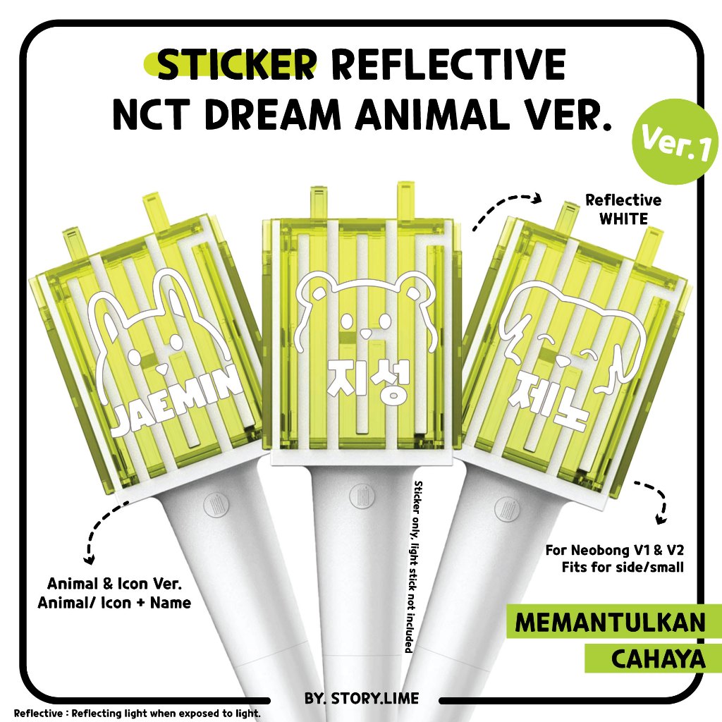 RK <VER 1> Sticker Deco Reflective NCT DREAM Animal Kpop Decal for NEOBONG/ Lighstick/ Phonecase/