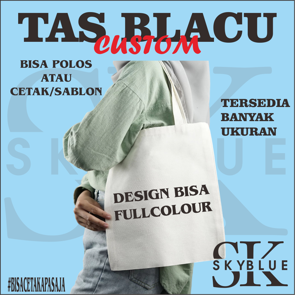 GROSIR TAS BLACU PREMIUM CUSTOM ATAU POLOS (READY STOCK), TOTE BAG, Dan TOTEBAG 30X40 POLOS TERMURAH