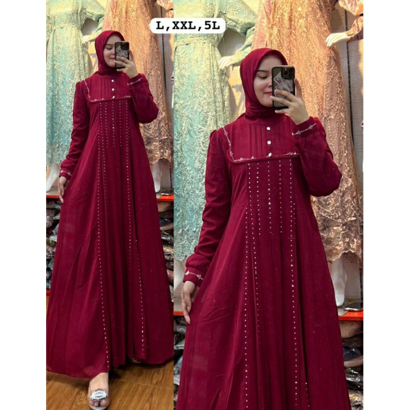 GAMIS CERUTI PAYET REMAJA GAMIS CERUTI WANITA SET HIJAB SERAGAMAN STANDARD DAN JUMBO TERBARU TERLARI