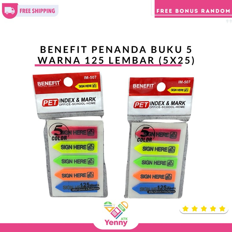 

Penanda Buku Benefit 5 Warna 125 Lembar (5x25)