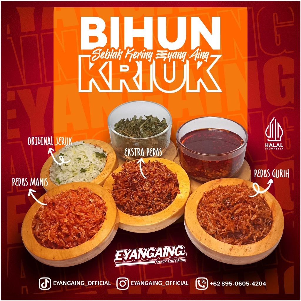 

Bihun kriuk 1kg extra pedas daun jeruk/pedas/pedas ain/pedas manis/original eyang aing