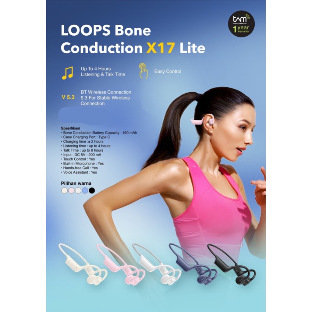 LOOPS Bone Conduction X17 Lite Bluetooth Earphone - White