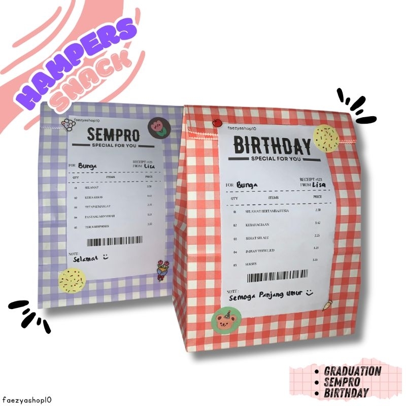 Hampers Snack Tote Bag Gift Sempro Hadiah Wisuda Kado Ulang Tahun Graduation Birthday Semhas