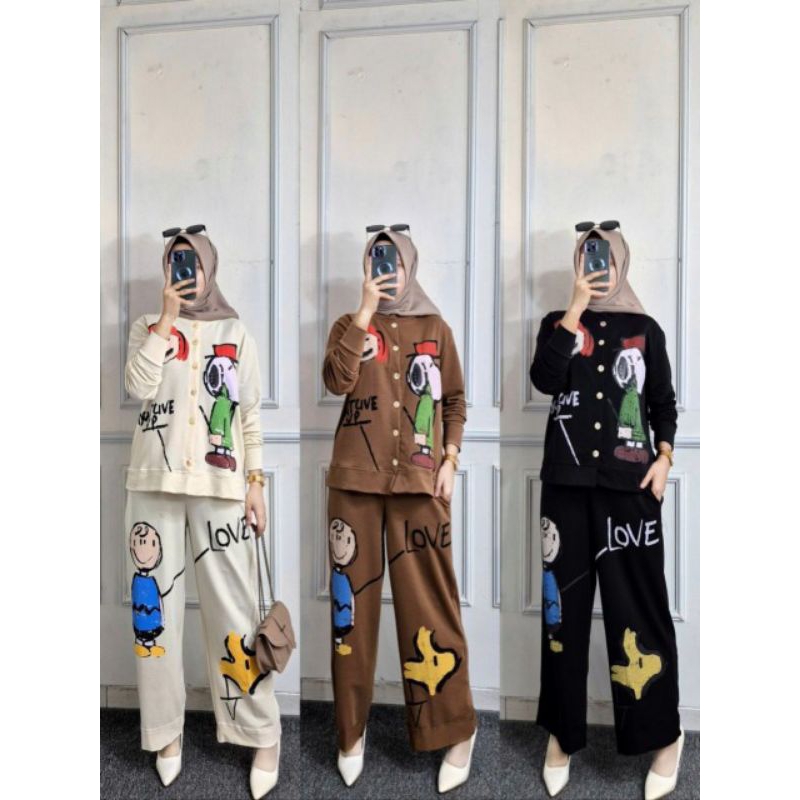 ARB - SCS - Setelan Cardigan Kulot Snoopy