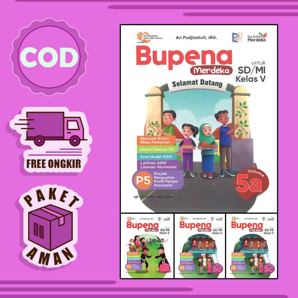 KODE R33O BUPENA kelas 5 Kurikulum Merdeka SDMI 5a 5b 5c P5 Ari Pudjiastuti erlangga kurmer  KUNCI J