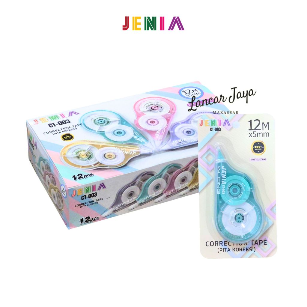 

1 LSN / 12 Pcs Pita Koreksi / Correction Tape Jenia CT-003 Pastel