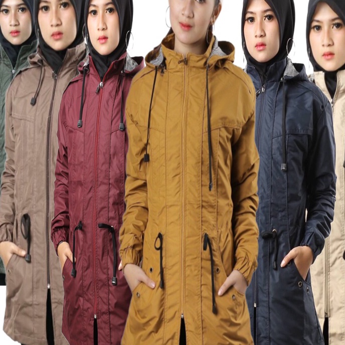 FG2 jaket parasut wanita kekan zipper anti air angin motif polos Jaket outdor wanita jaket parka Jak