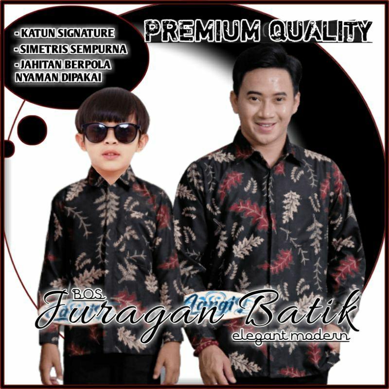 Batik Couple Ayah Dan Anak Cowok - Batik Couple Ayah Dan Anak Laki-laki - Batik Pria Hitam Terbaru