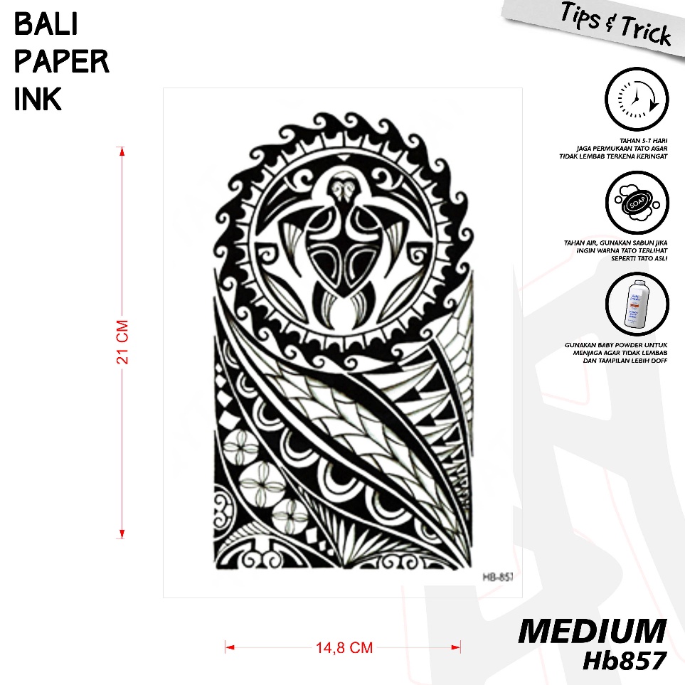 KODE O68Z Tato Maori HB857  Basic Temporary Tattoo  By Bali Paper Ink